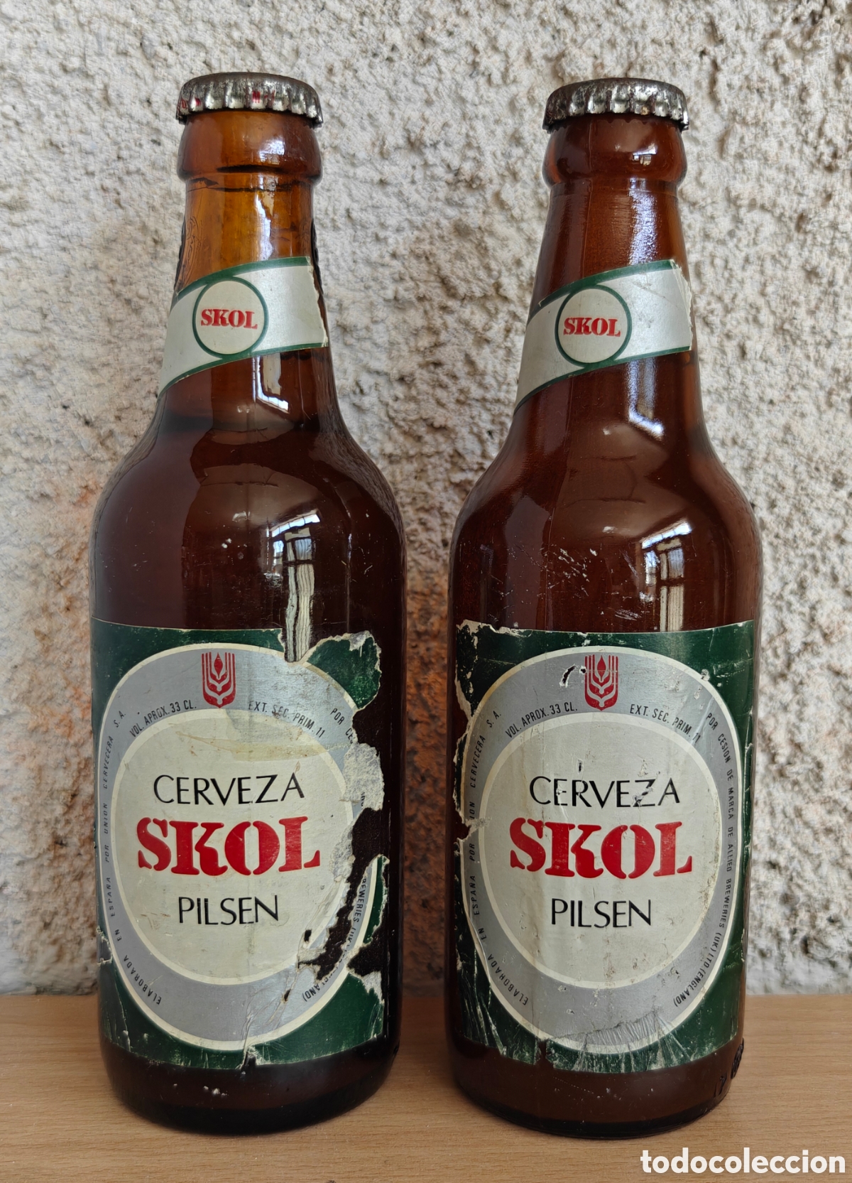 Coleccionismo de cervezas: 2 Botellas Cerveza Skol Antiguas 33 CL