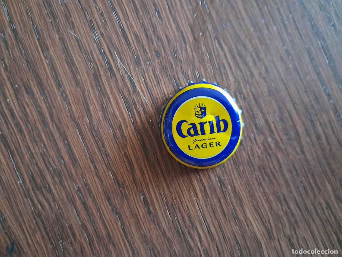 Coleccionismo de cervezas: chapa tap&oacute;n corona de cerveza, Carib, premium lager. Trinidad & Tobago, Caribe.