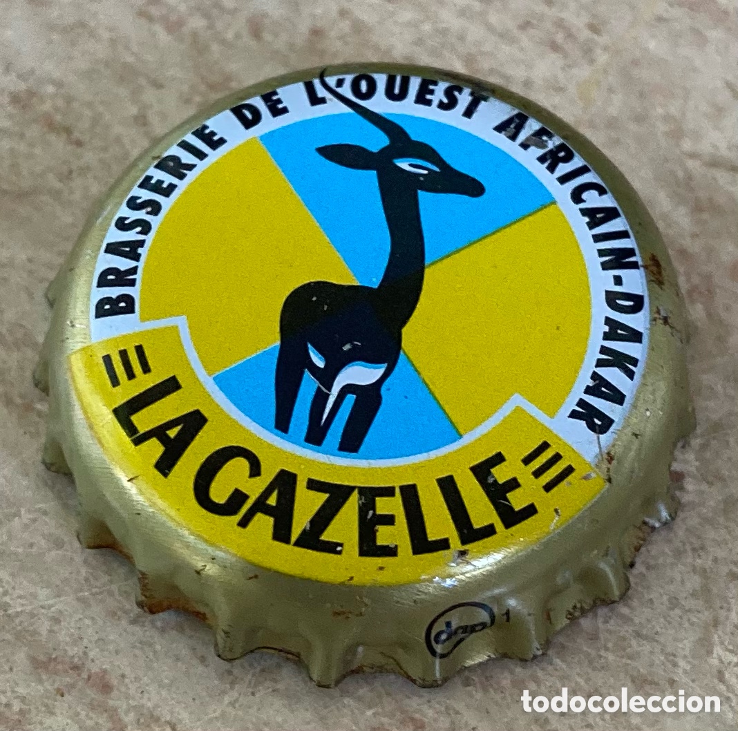 Coleccionismo de cervezas: BOTTLE CAP TAP&Oacute;N CORONA BIRRA BIERE CHAPA CERVEZA LA GAZELLE. SENEGAL (3).--LOTE N. 1313--CARMANJO