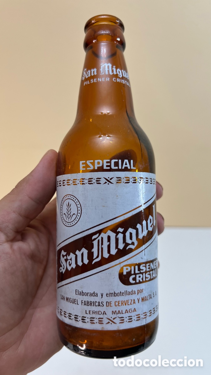 Coleccionismo de cervezas: BOTELLA CERVEZA SAN MIGUEL PILSENER ESPECIAL 33 CL -LERIDA MALAGA-