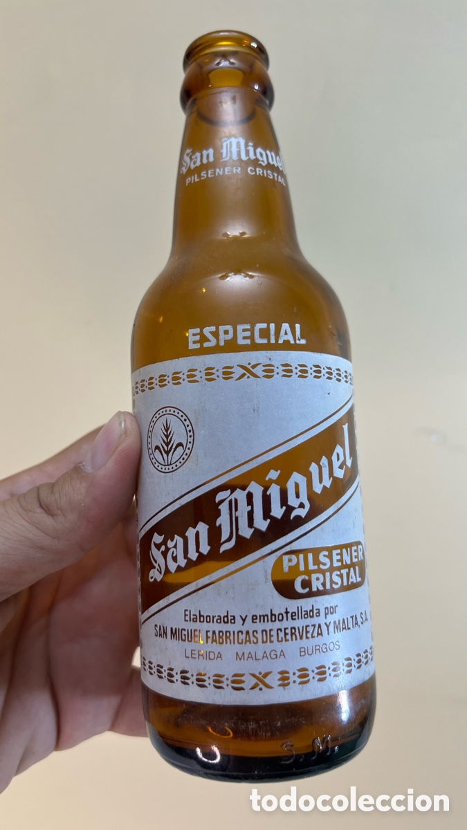 Coleccionismo de cervezas: BOTELLA CERVEZA SAN MIGUEL PILSENER ESPECIAL 33 CL LERIDA MALAGA BURGOS