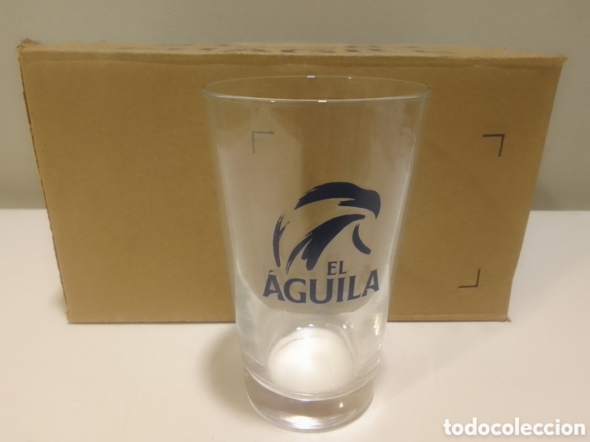 Coleccionismo de cervezas: Caja con seis vasos cerveza EL AGUILA 27 cl.