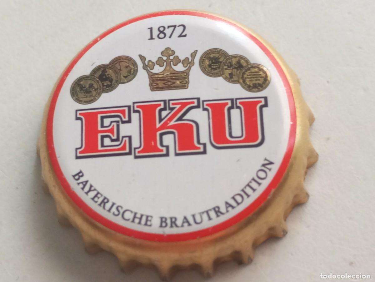 Coleccionismo de cervezas: Chapa tap&oacute;n corona de la cerveza alemana EKU BAYERISCHE BRAUTRADITION 1872