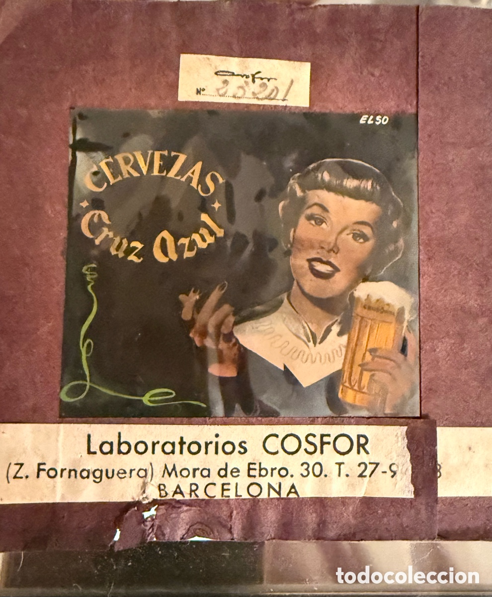 Coleccionismo de cervezas: Negativo diapositiva para imprimir cartel cervezas cruz azul