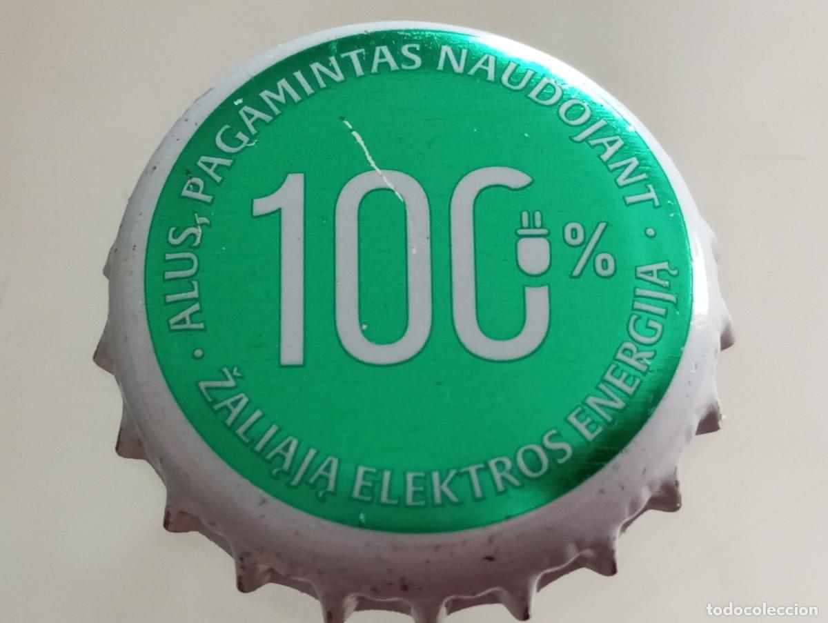 Coleccionismo de cervezas: Chapa tap&oacute;n corona de la cerveza lituana KALNAPILIS ALUS pagamintas naudojant 100% žaliąją Elektros