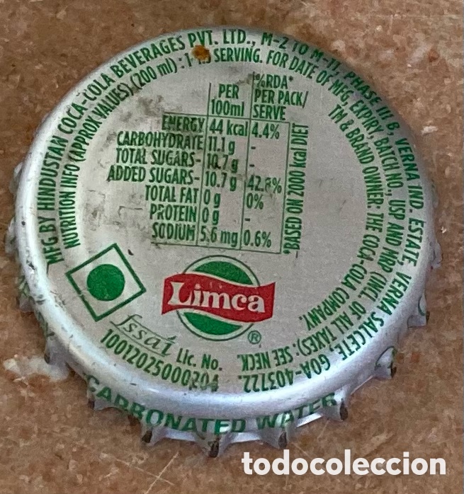 Coleccionismo de cervezas: TAP&Oacute;N CORONA BOTTLE CAP CHAPA CAPSULE SODA REFRESCO LIMCA.COCA COLA.INDIA- LOTE N.1414--CARMANJO