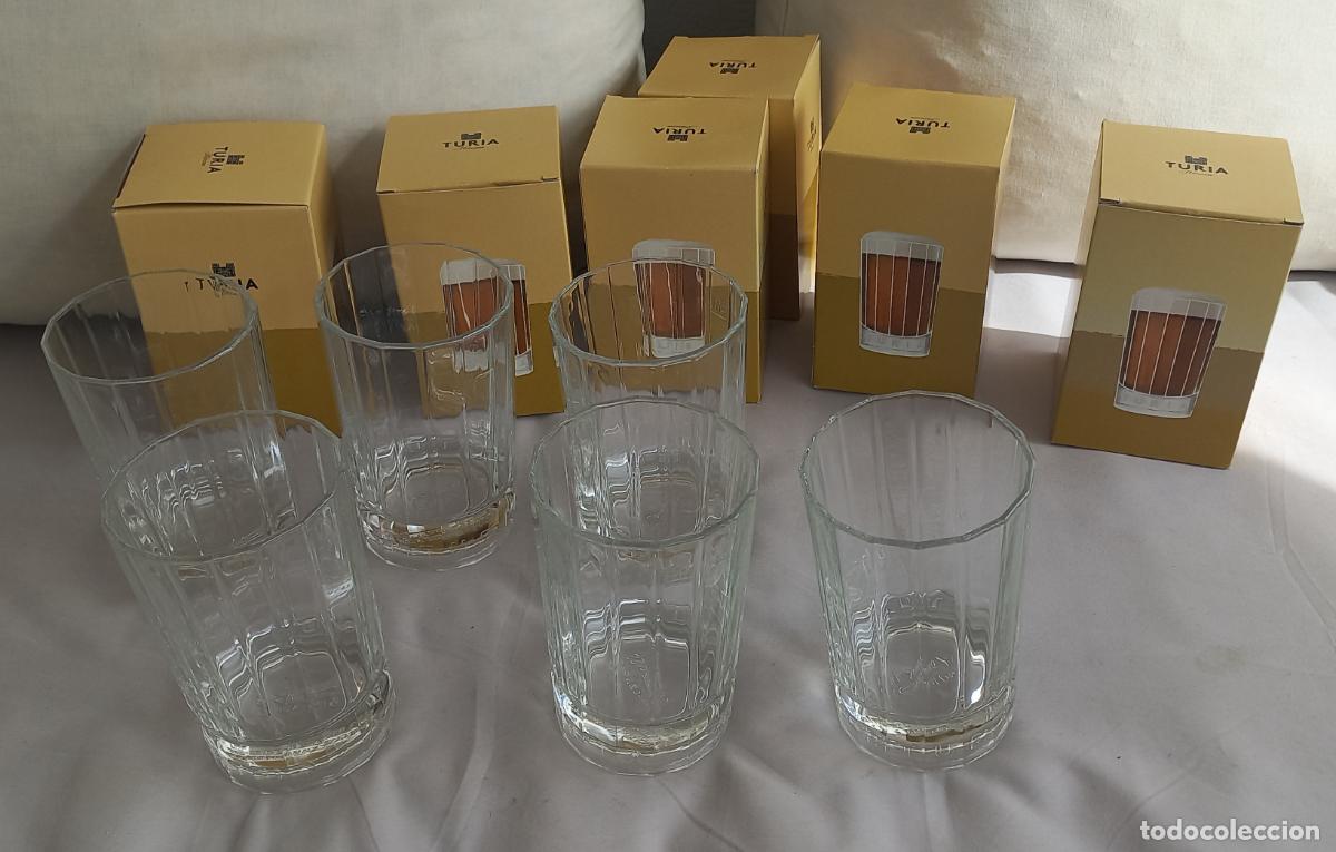 Coleccionismo de cervezas: 6 Vasos Cristal de Cerveza Turia Marzen. Ritzenhoff. Con letras en relieve.
