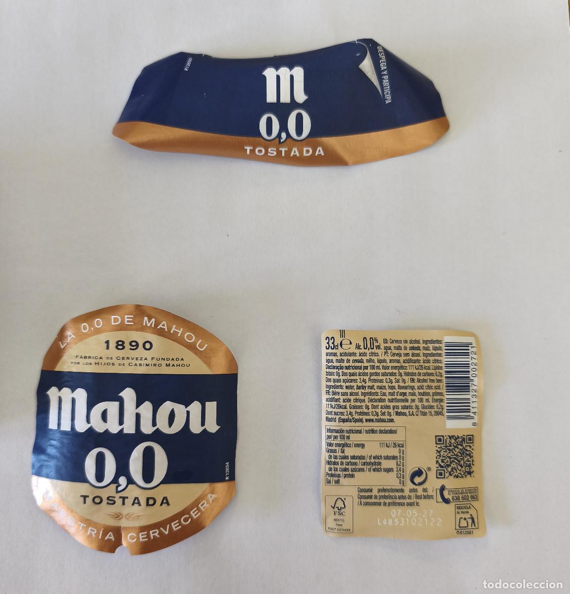 Coleccionismo de cervezas: ETIQUETAS CERVEZA - MAHOU 0,0 TOSTADA
