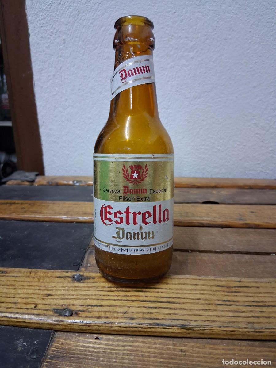 Coleccionismo de cervezas: Botella con etiqueta cerveza Estrella Damm Barcelona Alhambra Granada