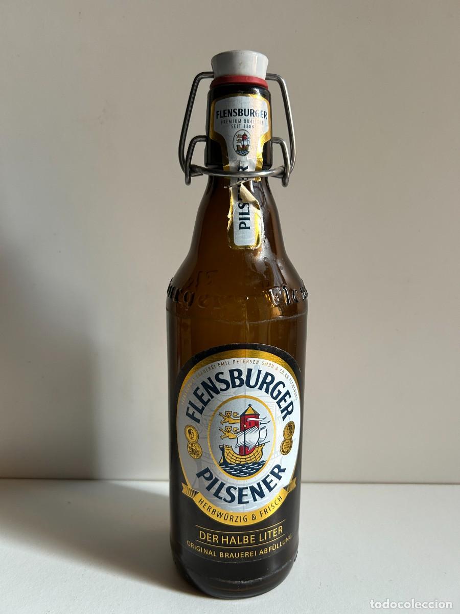 Coleccionismo de cervezas: Botella vac&iacute;a cerveza alemana FLENSBURGER
