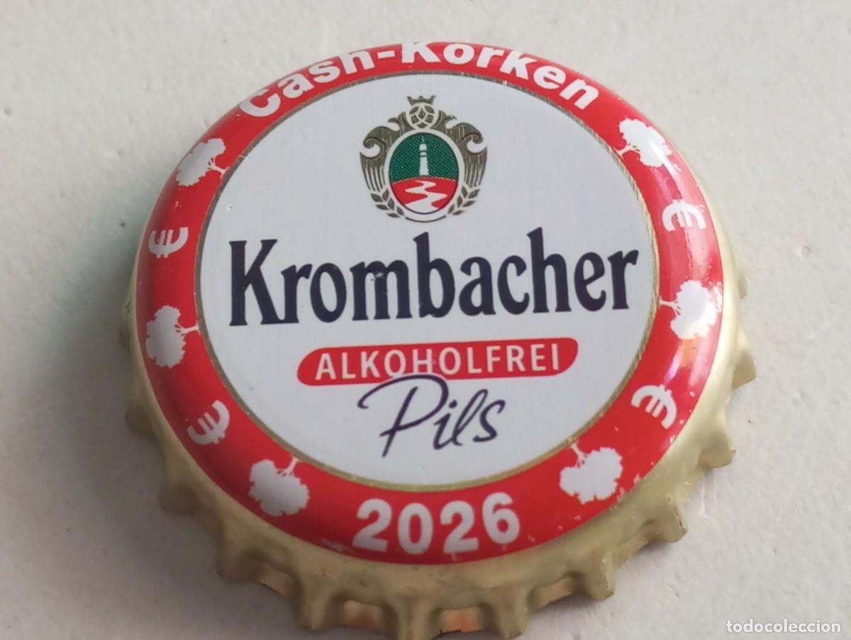 Coleccionismo de cervezas: Chapa tap&oacute;n corona de la cerveza alemana KROMBACHER ALKOHOLFREI PILS CASH-KORKEN 2026