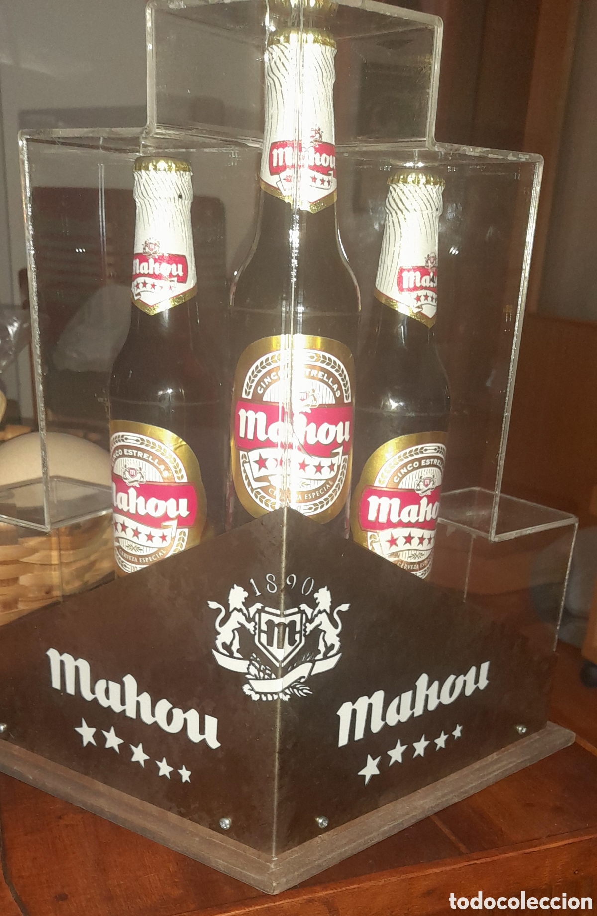 Colecionismo de cervejas: Expositor con 3 botellas de cerveza