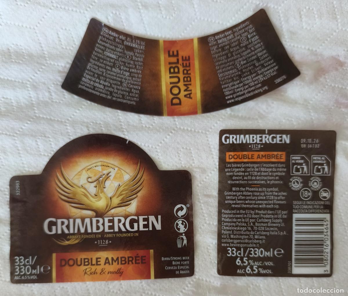 Coleccionismo de cervezas: ETIQUETAS CERVEZA - GRIMBERGEN DOUBLE AMBR&Eacute;E