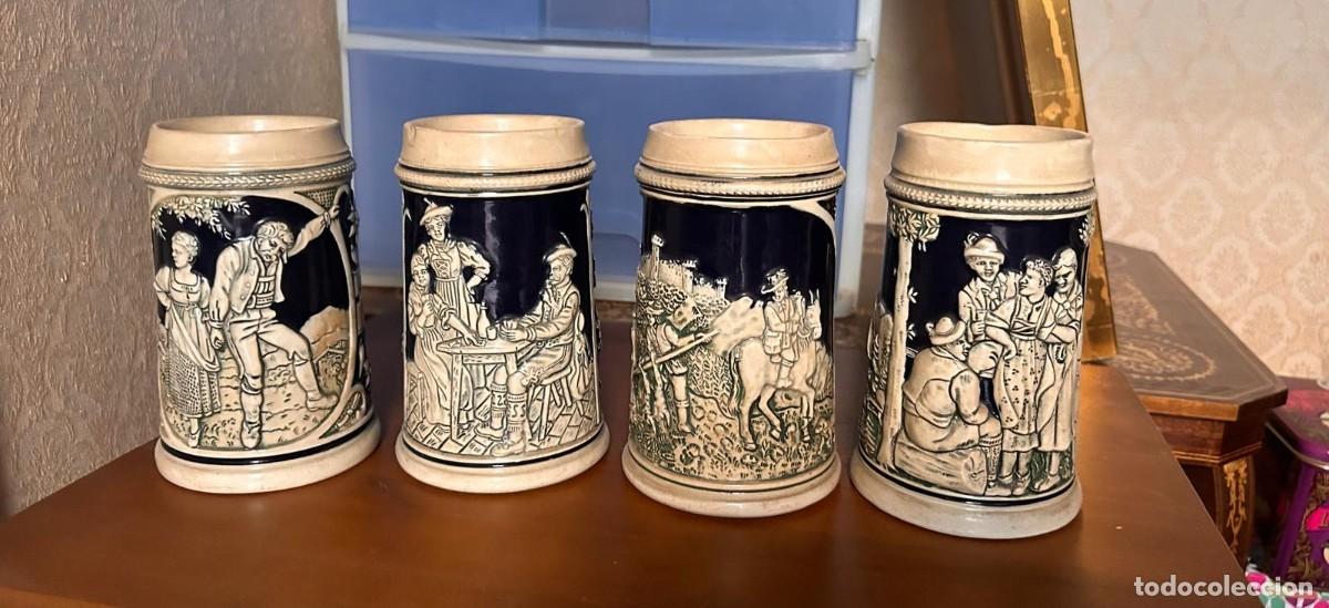 Coleccionismo de cervezas: Jarras de cerveza alemanas vintage de gres (conocidas tradicionalmente como Bierkr&uuml;ge o Beer Steins