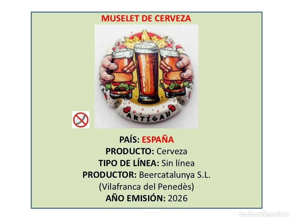 Coleccionismo de cervezas: TAPON CORONA CAPSULA CHAPA CERVEZA &rdquo;MUSELET&rdquo; DE ARTIGAU (ESPA&Ntilde;A)