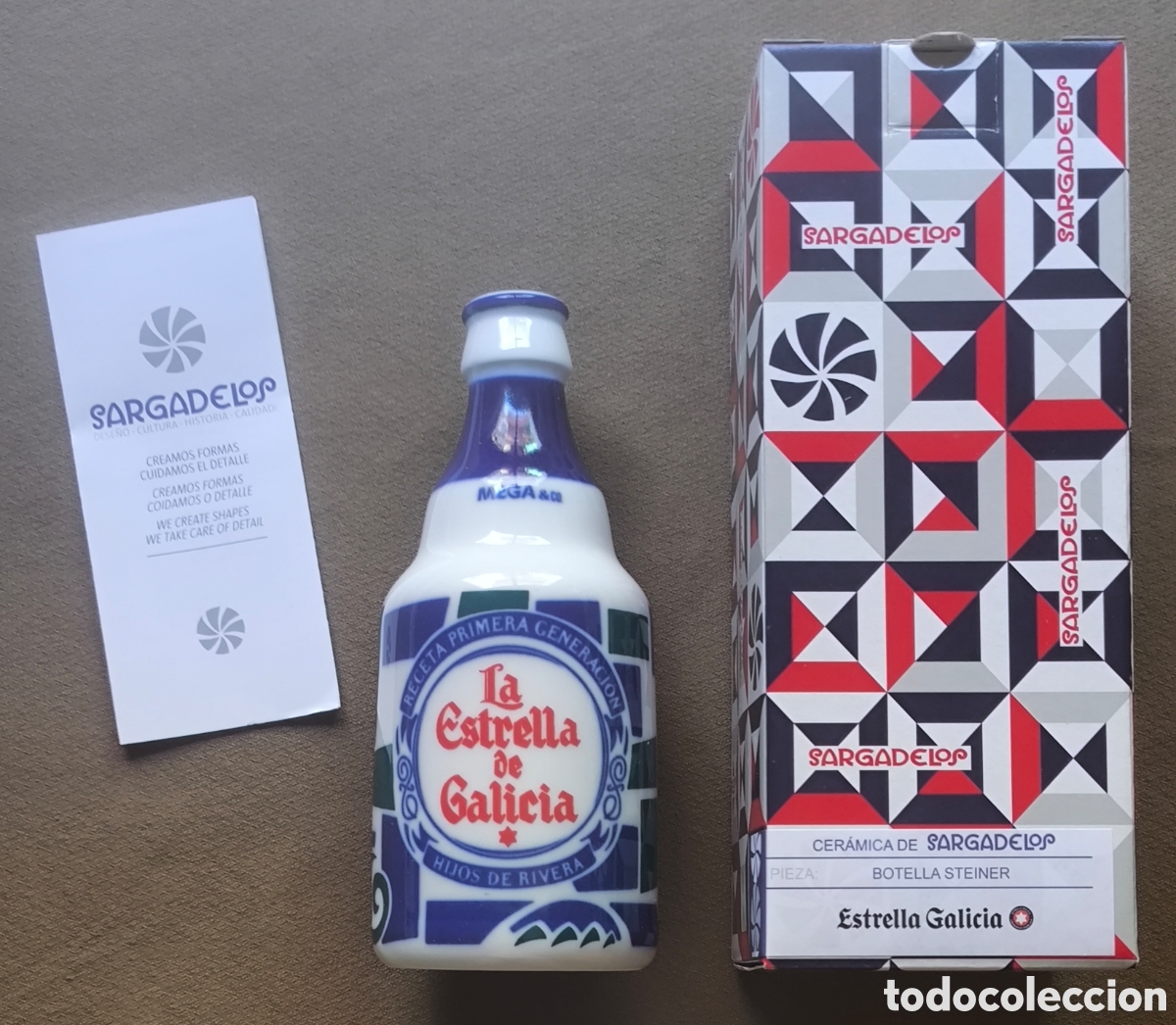 Coleccionismo de cervezas: CERVEZA ESTRELLA GALICIA BOTELLA PORCELANA SARGADELOS
