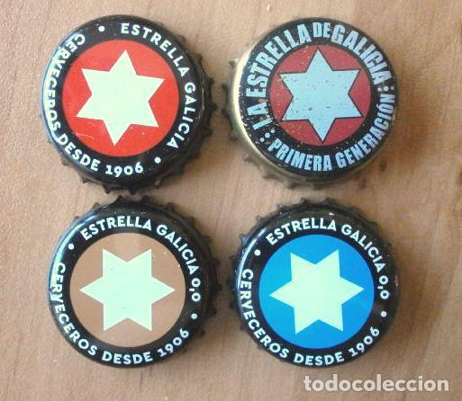 Coleccionismo de cervezas: Lote 4 Chapas Cerveza Espa&ntilde;ola (ES) ESTRELLA DE GALICIA (Coru&ntilde;a 1906) Tapon Corona Tappi Bier Bi&egrave;re