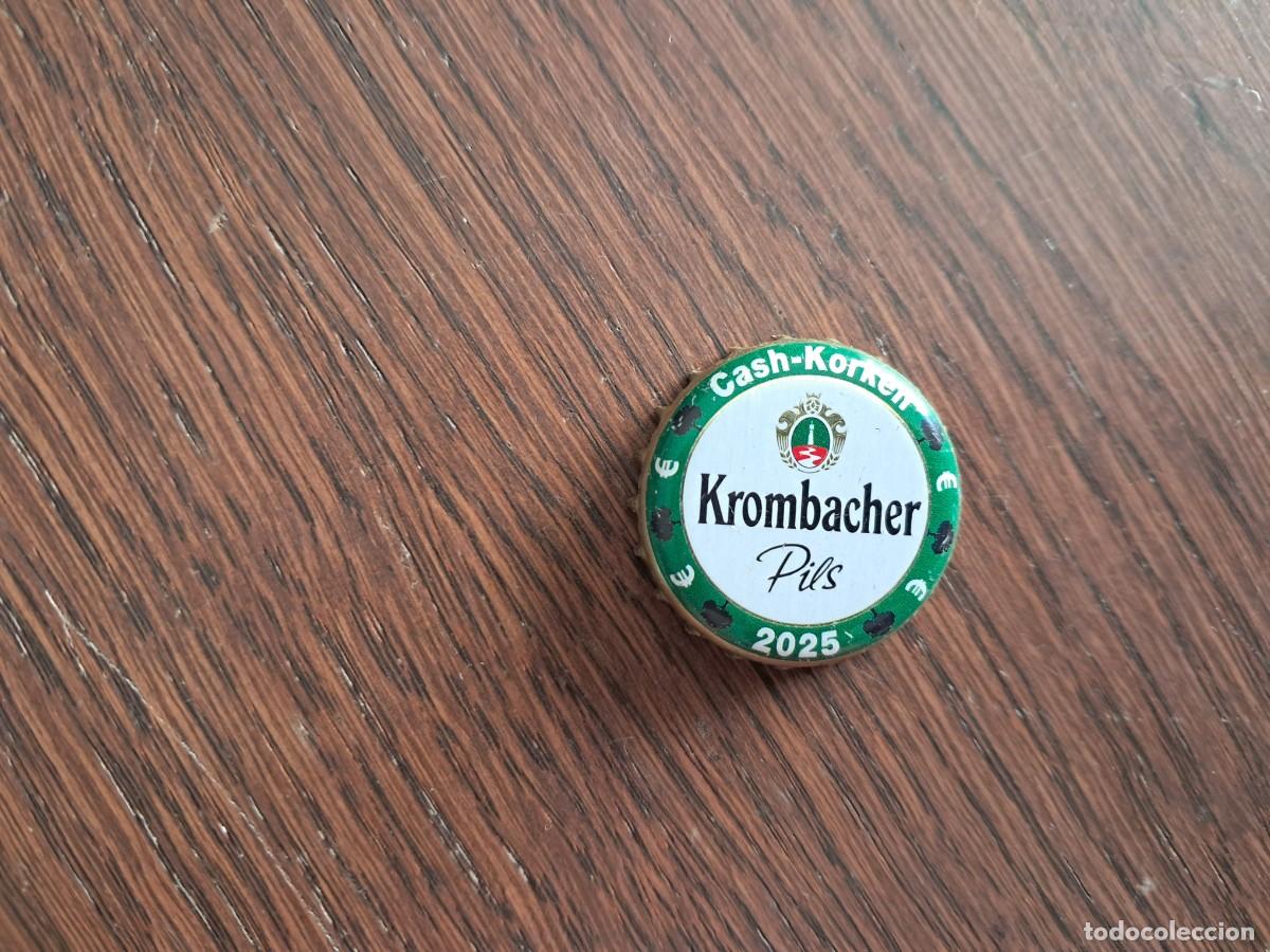 Coleccionismo de cervezas: chapa tap&oacute;n corona de cerveza alemana, krombacher, cash-korken 2025.