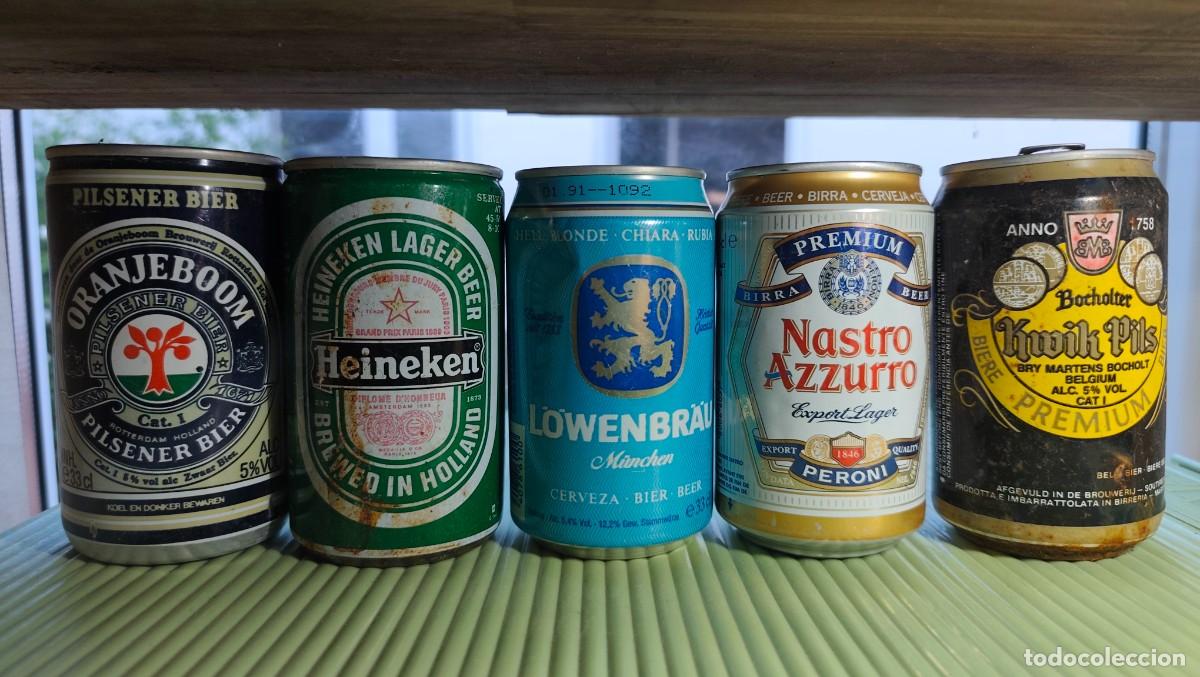 Coleccionismo de cervezas: 5 LATAS DE CERVEZA ANTIGUAS - A&Ntilde;OS 80/90/00 - VACIAS - LAS DE LAS FOTOS