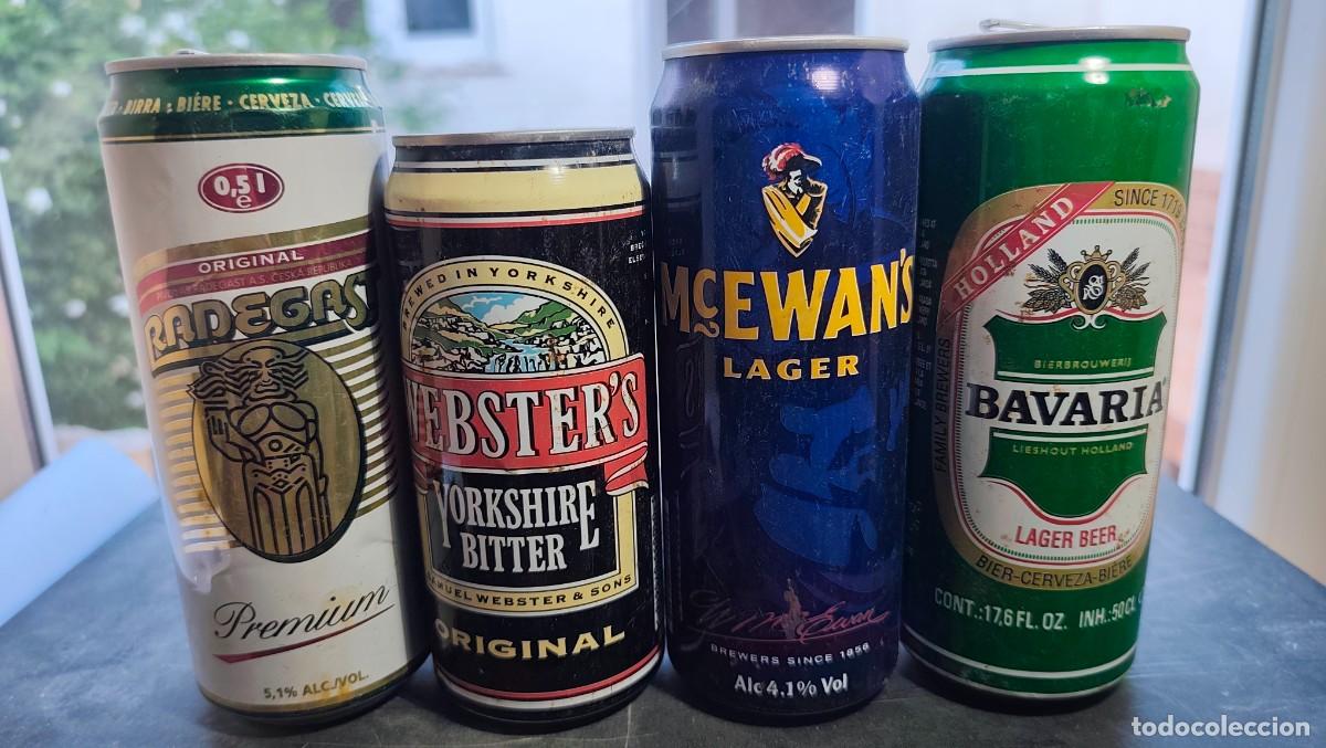 Coleccionismo de cervezas: 4 LATAS DE CERVEZA ANTIGUAS - A&Ntilde;OS 80/90/00 - VACIAS - LAS DE LAS FOTOS