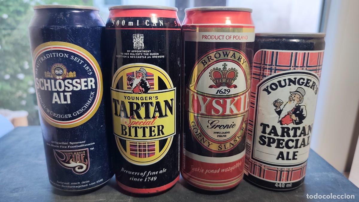 Coleccionismo de cervezas: 4 LATAS DE CERVEZA ANTIGUAS - A&Ntilde;OS 80/90/00 - VACIAS - LAS DE LAS FOTOS