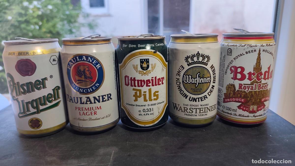 Coleccionismo de cervezas: 5 LATAS DE CERVEZA ANTIGUAS - A&Ntilde;OS 80/90/00 - VACIAS - LAS DE LAS FOTOS