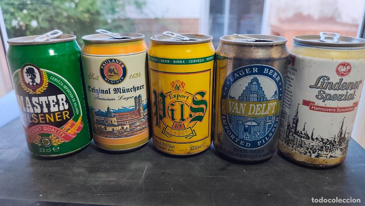Coleccionismo de cervezas: 5 LATAS DE CERVEZA ANTIGUAS - A&Ntilde;OS 80/90/00 - VACIAS - LAS DE LAS FOTOS