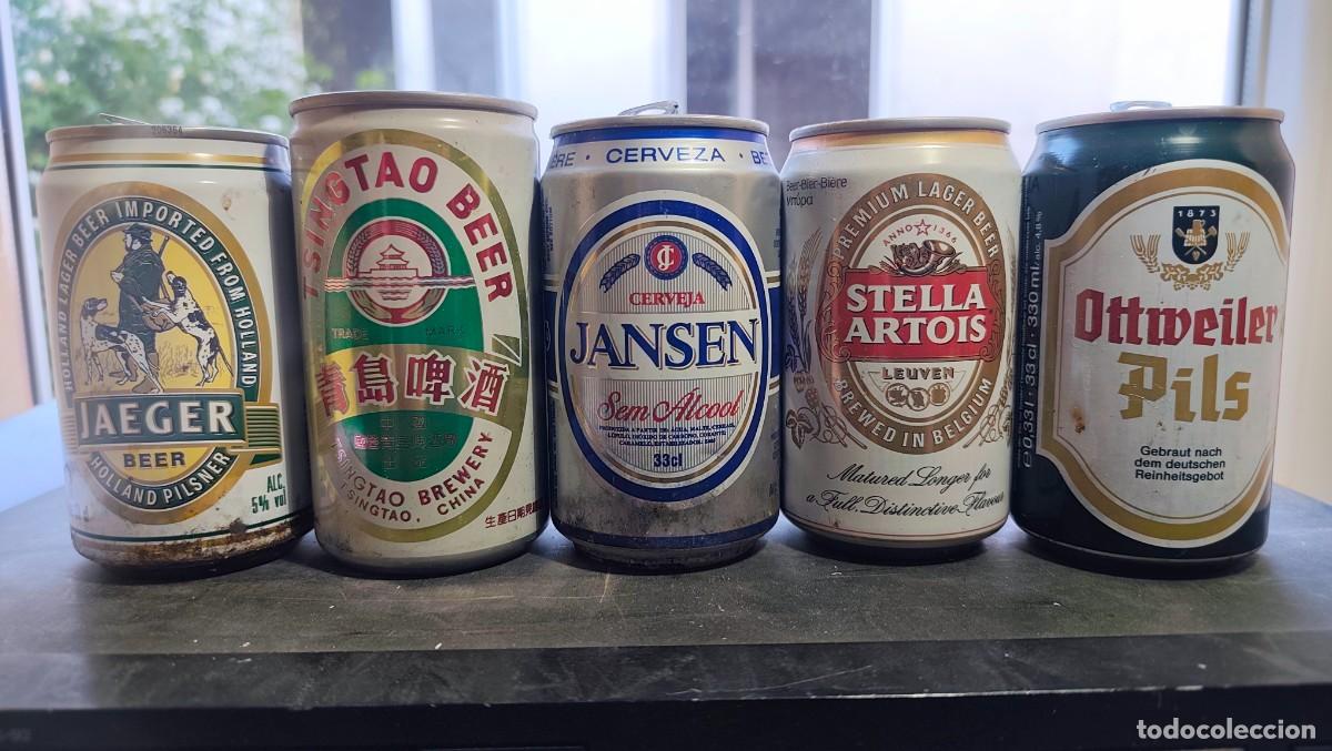 Coleccionismo de cervezas: 5 LATAS DE CERVEZA ANTIGUAS - A&Ntilde;OS 80/90/00 - VACIAS - LAS DE LAS FOTOS