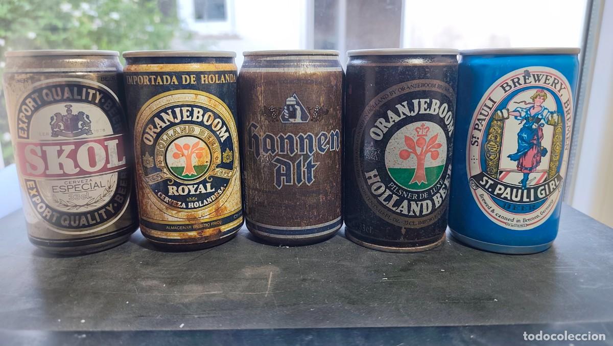 Coleccionismo de cervezas: 5 LATAS DE CERVEZA ANTIGUAS - A&Ntilde;OS 80/90/00 - VACIAS - LAS DE LAS FOTOS