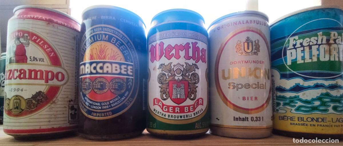 Coleccionismo de cervezas: 5 LATAS DE CERVEZA ANTIGUAS - A&Ntilde;OS 80/90/00 - VACIAS - LAS DE LAS FOTOS