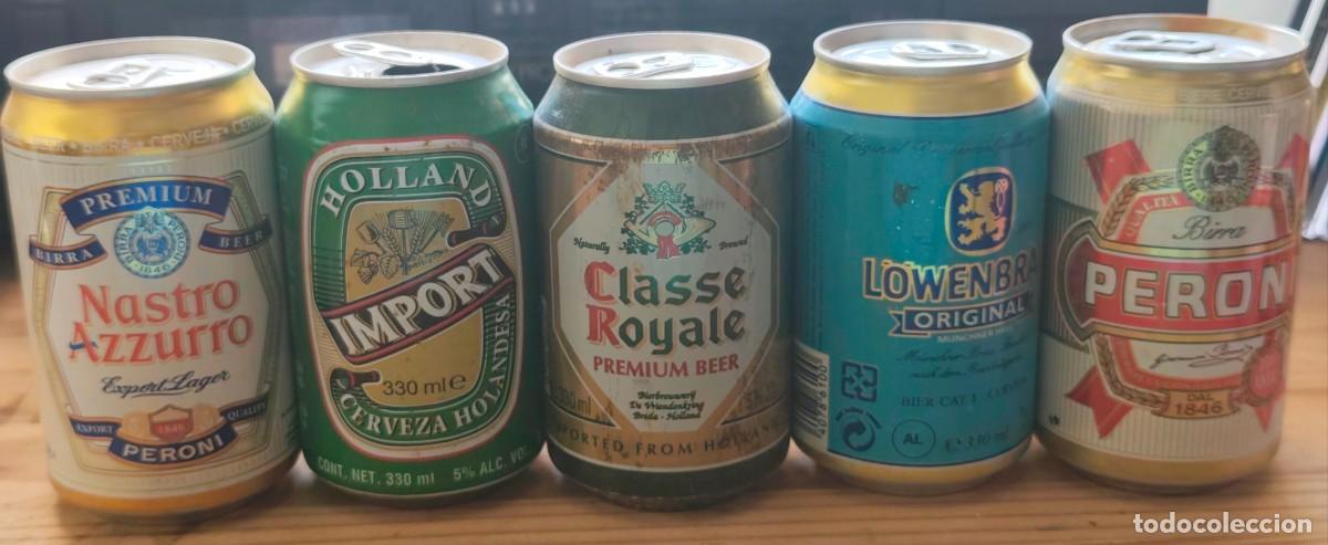 Coleccionismo de cervezas: 5 LATAS DE CERVEZA ANTIGUAS - A&Ntilde;OS 80/90/00 - VACIAS - LAS DE LAS FOTOS