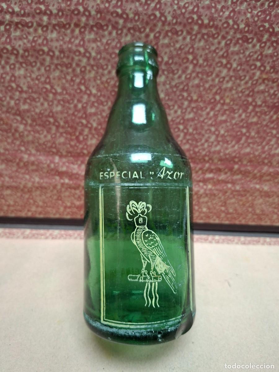 Coleccionismo de cervezas: ANTIGUA BOTELLA VERDE CERVEZA EL AZOR CARTAGENA MURCIA