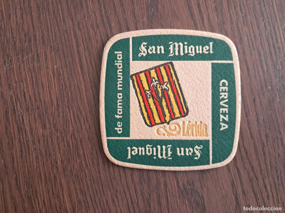 Coleccionismo de cervezas: posavasos de cerveza antiguo, San Miguel, L&eacute;rida.