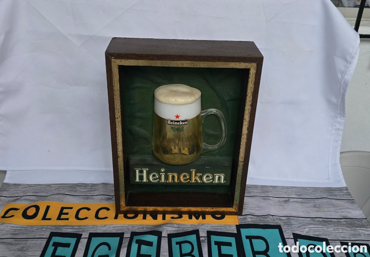 Coleccionismo de cervezas: CARTEL LUMINOSO PUBLICIDAD CERVEZA HEINEKEN . FUNCIONA. HACE BURBUJAS