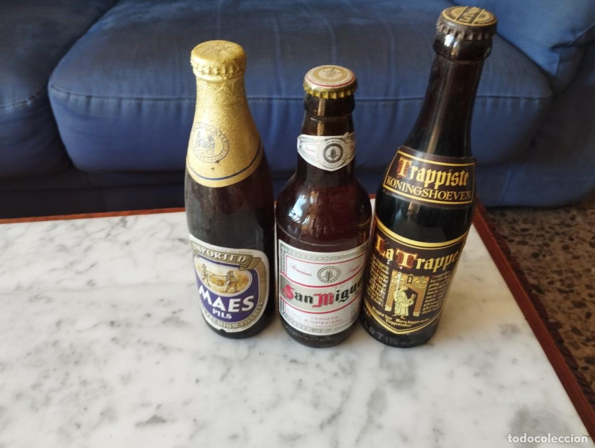 Coleccionismo de cervezas: 3 Botellines de cerveza Maes La Trappe San Miguel