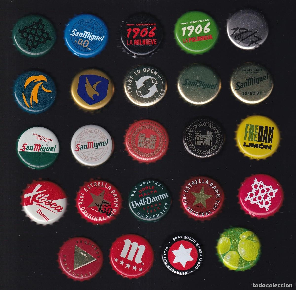 Coleccionismo de cervezas: Espa&ntilde;a. Cervezas variadas. 24 diferentes. Usadas.
