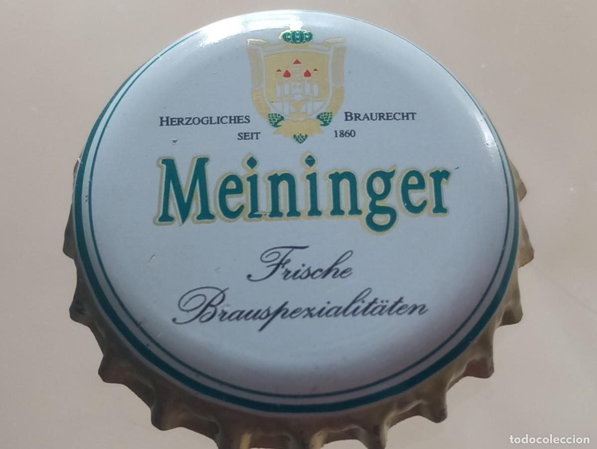 Coleccionismo de cervezas: Chapa tap&oacute;n corona de la cerveza alemana MEININGER FRISCHE BRAUSPEZIALIT&Auml;TEN SEIT 1860