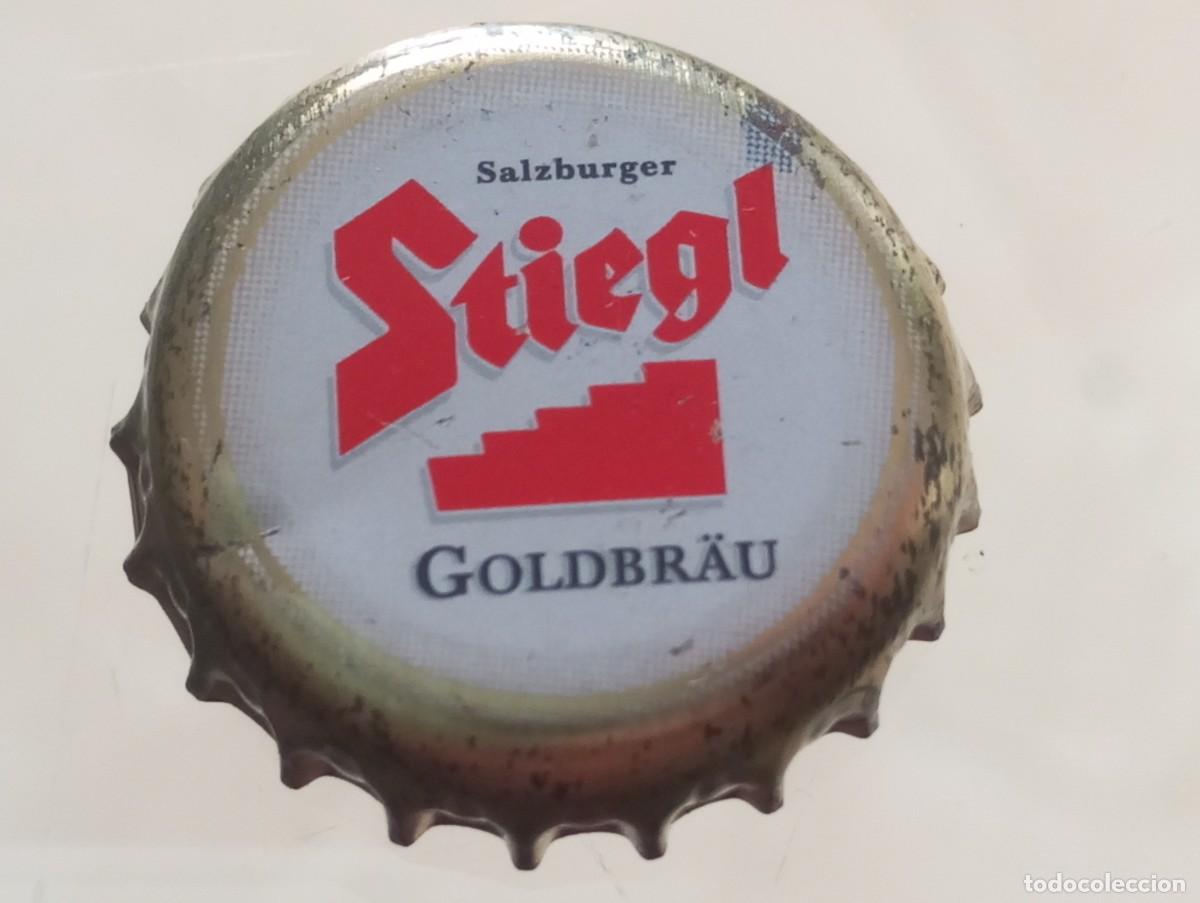 Coleccionismo de cervezas: Chapa tap&oacute;n corona de la cerveza austr&iacute;aca STIEGL GOLDBR&Auml;U (en may&uacute;sculas)