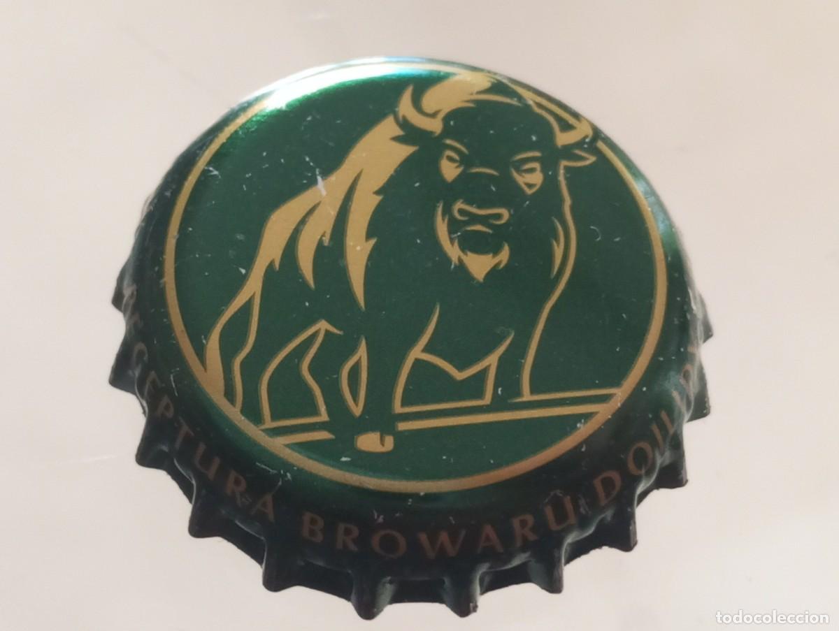 Coleccionismo de cervezas: Chapa tap&oacute;n corona de la cerveza polaca ZUBR - RECEPTURA BROWARU DOJLIDY (falda verde)