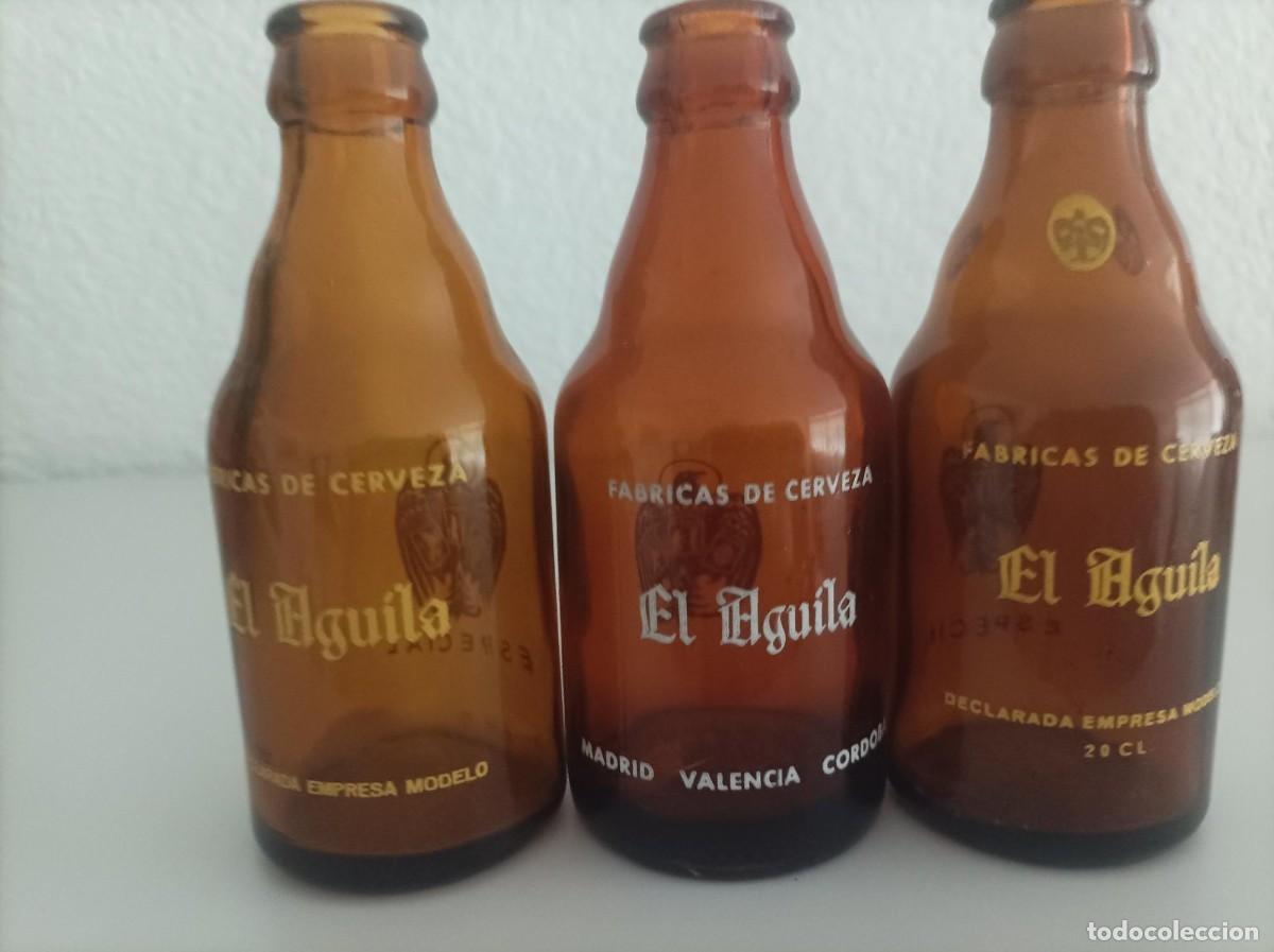 Coleccionismo de cervezas: Botellines antiguos cerveza el aguila diferentes