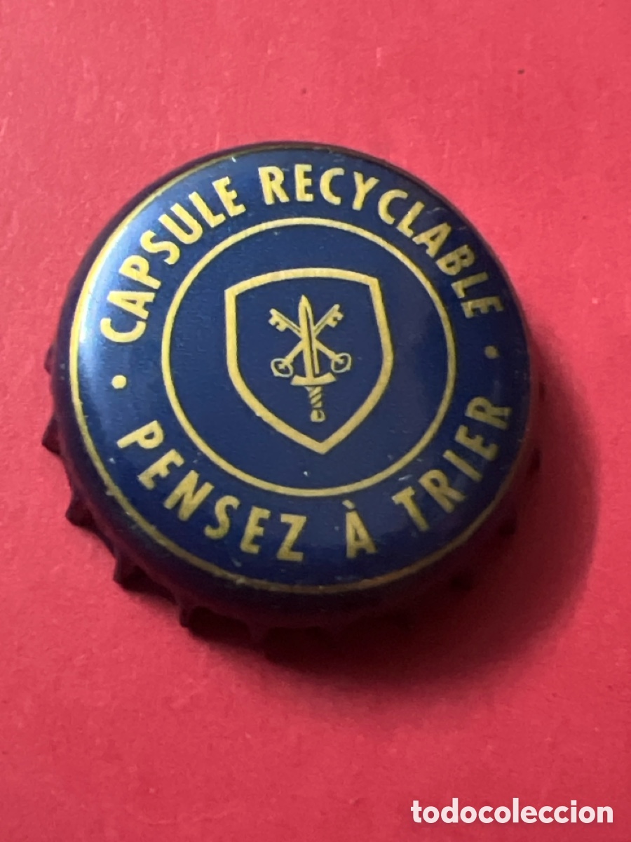 Coleccionismo de cervezas: T4/X121/P4. Capsule de bi&egrave;re belge AFFLIGEM bleue avec blason or &ndash; capsule recyclable pensez &agrave; trier