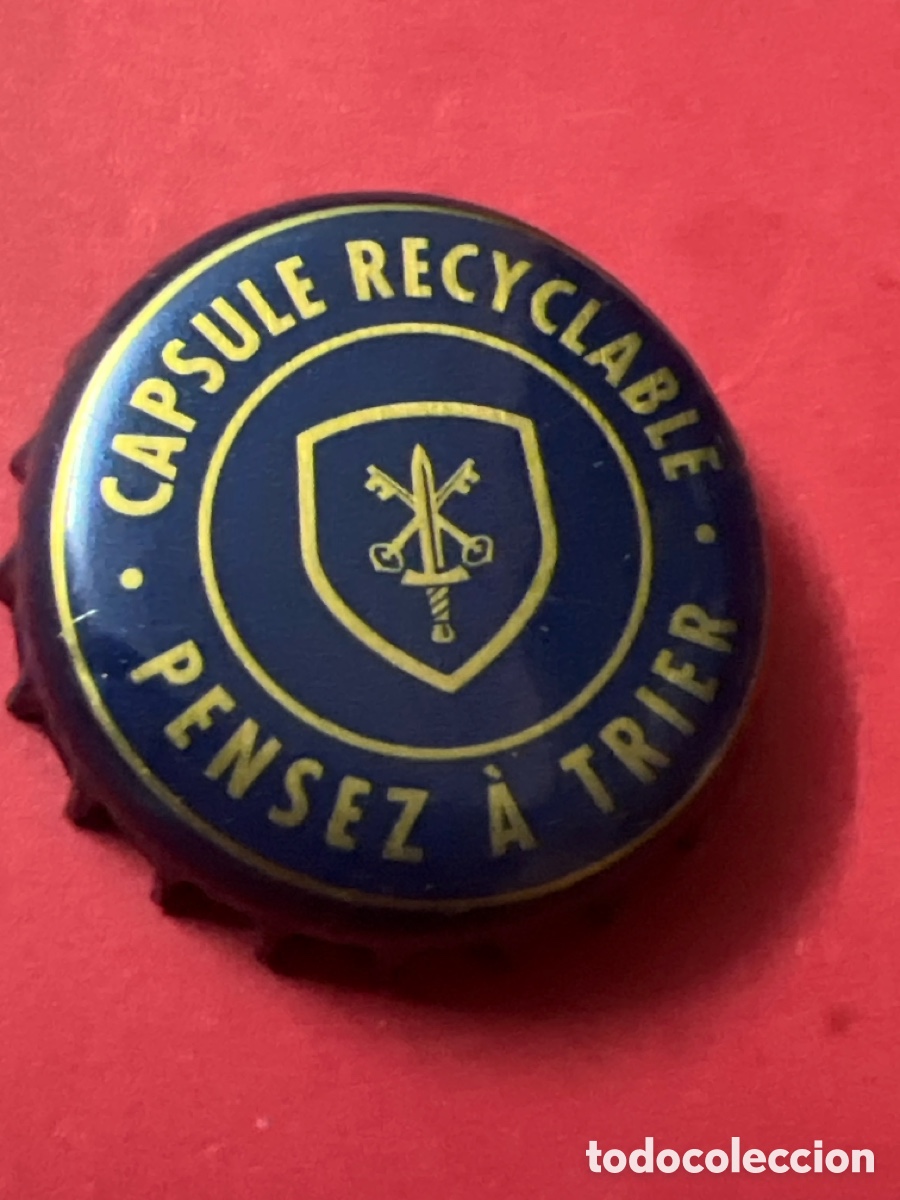 Coleccionismo de cervezas: T4/X121/P6. Capsule de bi&egrave;re belge AFFLIGEM bleue avec blason or &ndash; capsule recyclable pensez &agrave; trier