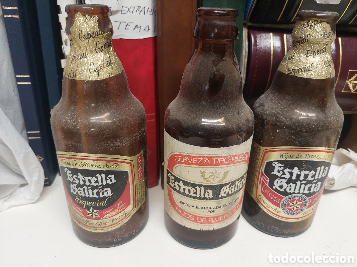 Coleccionismo de cervezas: ESTRELLA GALICIA VINTAGE 34 CL LOTE ETIQUETA ORIGINAL A&Ntilde;OS 80