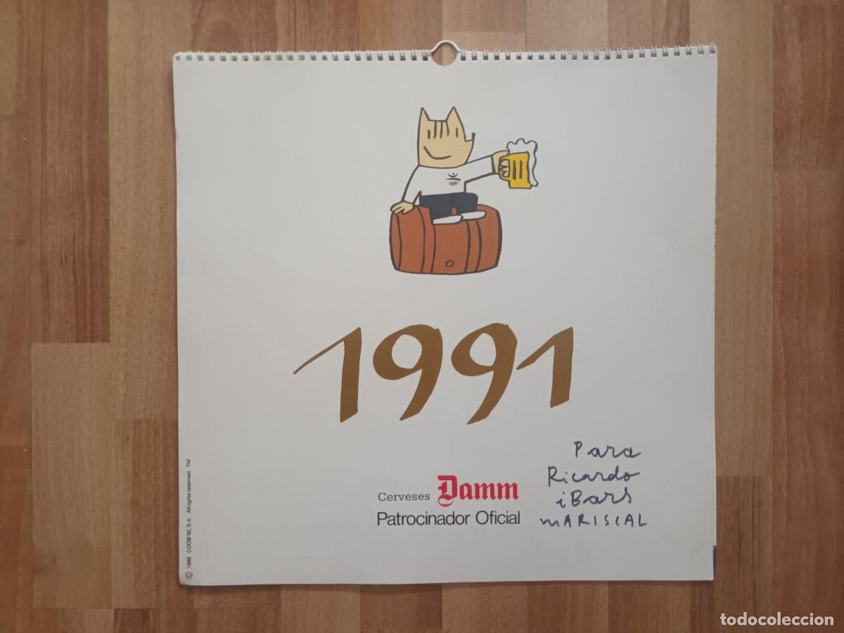 Coleccionismo de cervezas: CALENDARIO PARET CERVEZA DAMM 1991 OLIMPIADAS BARCELONA 1992. COBI. FIRMA MARISCAL