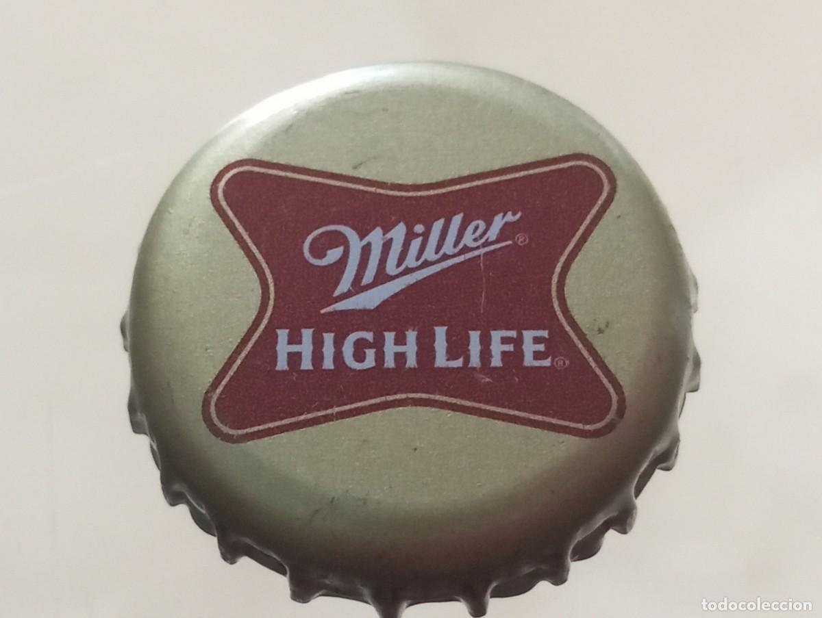Coleccionismo de cervezas: Chapa USA, tap&oacute;n corona de la cerveza de EE.UU. MILLER HIGH LIFE