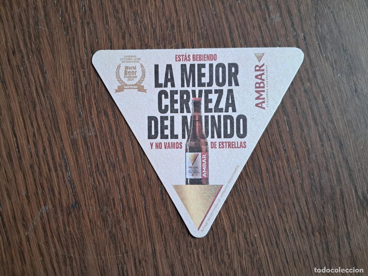 Coleccionismo de cervezas: posavasos de cerveza, ambar, la mejor cerveza del mundo, cart&oacute;n blando.