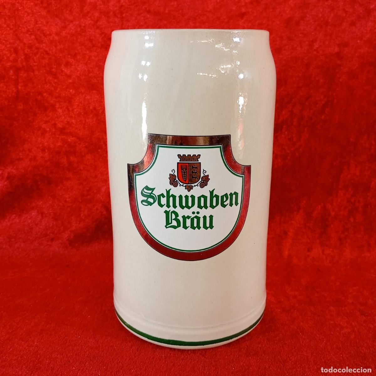 Coleccionismo de cervezas: JARRA DE CERVEZA ALEMANA - SCHWABEN BR&Auml;U - 1 LITRO - 19 CM