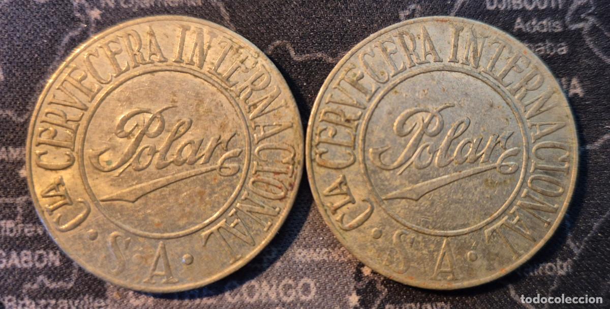 Coleccionismo de cervezas: CUBA ficha obsequio de hielo CERVEZA POLAR 1950's (CERVEZA-BEER) lote de 2