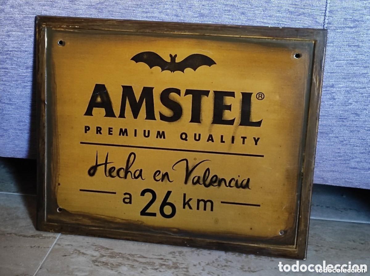 Collectable Beer: Cartel metal cerveza Amstel premium quality hecha en Valencia