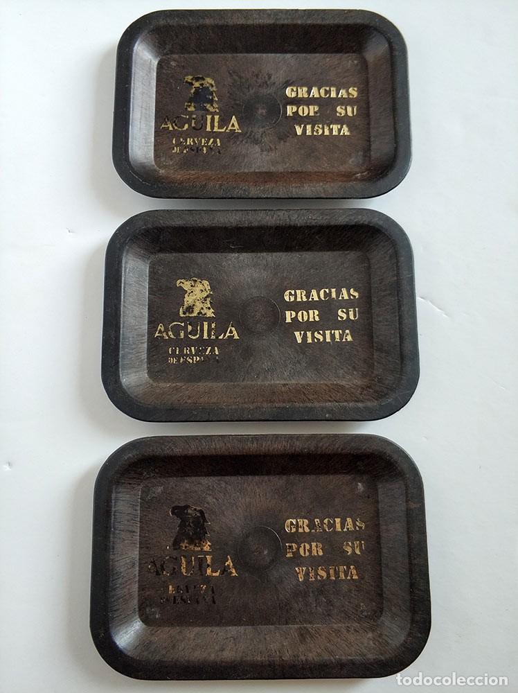 Sammeln von Brauereiartikeln: Lote de 3 Antiguas Bandejitas Notas y Propinas *GRACIAS POR SU VISITA* de Cerveza EL AGUILA